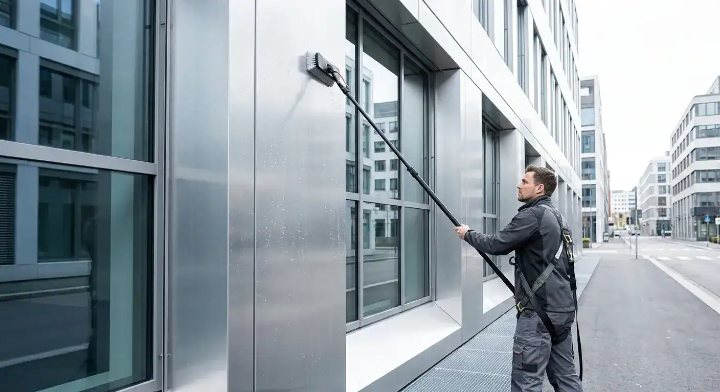 Vedlikehold av moderne metall- og glassfasader: En komplett guide for næringsbygg - Featured Image