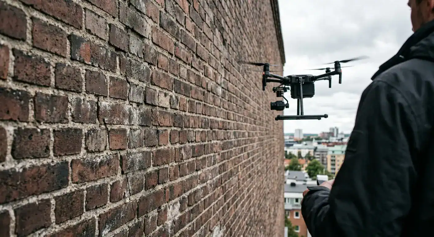 Fasadeinspeksjon med drone: Slik avdekker du skjulte feil og mangler - Featured Image